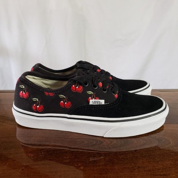 Vans Authentic Cherries Black Suede/ Canvas Skate Shoes Women's Size 6 Cherry - Picture 5 of 11